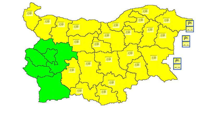 НИМХ: В 23 области в страната е обявен жълт код за сняг и поледици за 18 януари