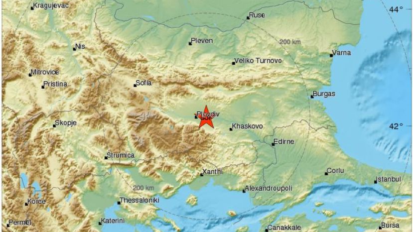 Вблизи Пловдива зарегистрировано землетрясения