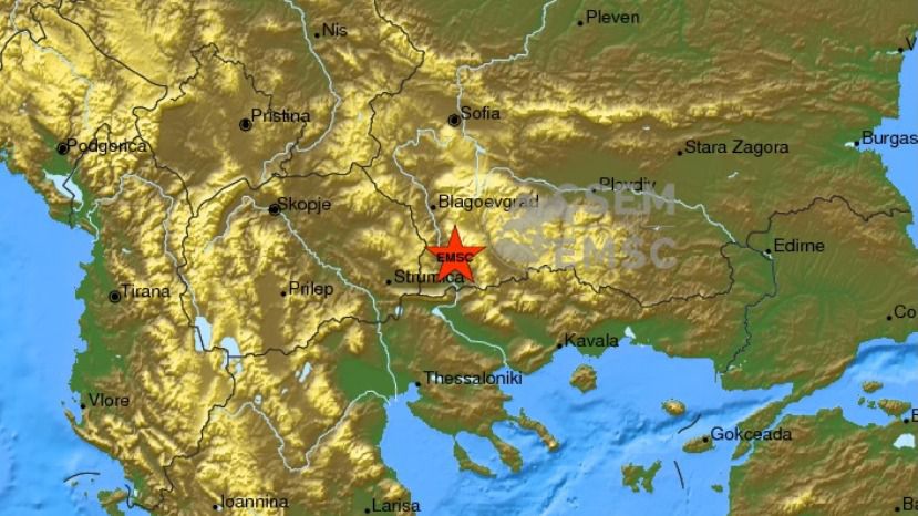 Вблизи Сандански произошло землетрясение силой 4.5 балла по шкале Рихтера