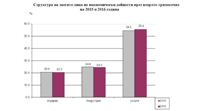 Количество работающих в секторе услуг Болгарии увеличивается