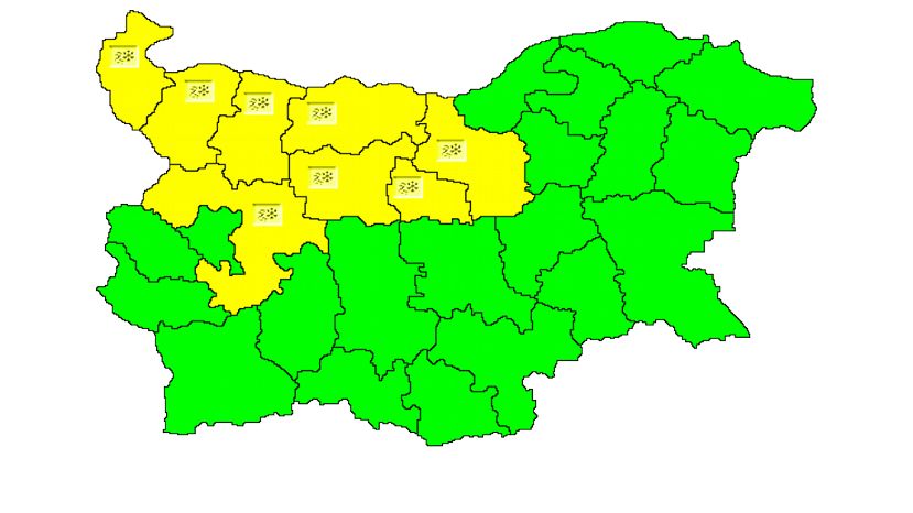 Из-за снега и гололеда в 8 областях Болгарии объявлен «желтый» уровень опасности