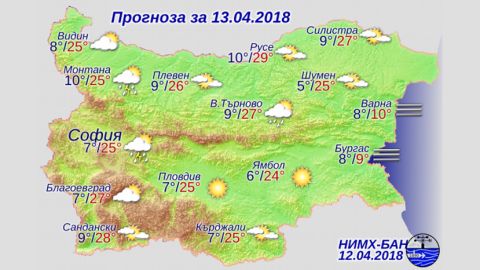 Прогноз погоды в Болгарии на 13 апреля