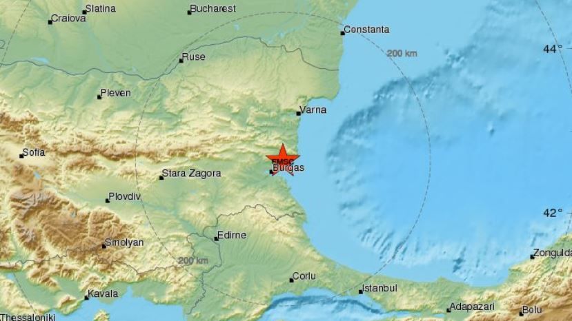 Вблизи Несебра зарегистрировано землетрясение