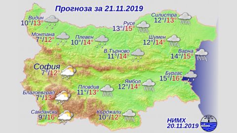 Прогноз погоды в Болгарии на 21 ноября