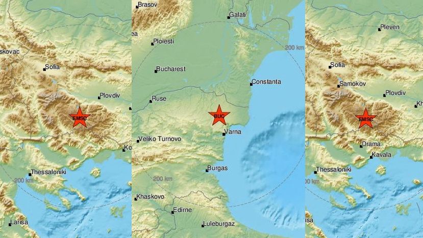 За один час в Болгарии зарегистрировано три землетрясения