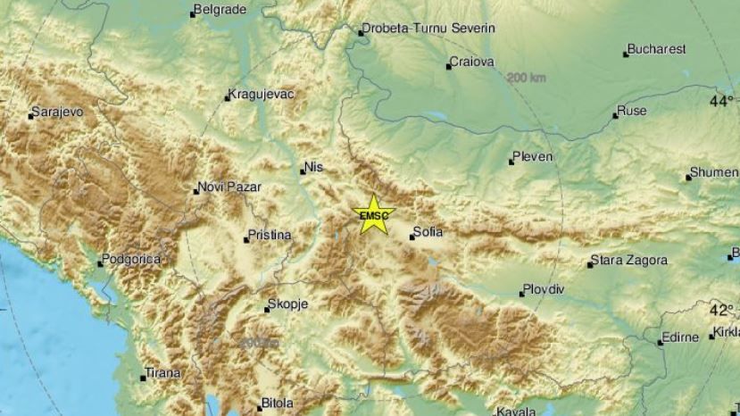 Вблизи Софии зарегистрировано землетрясение