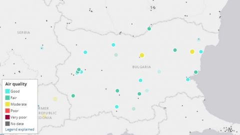 Данните за замърсяване на въздуха в България вече са отразени в онлайн карта на Европа