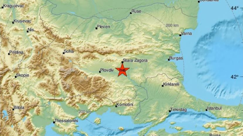Земетресение с магнитуд 3.9 разлюля Стара Загора