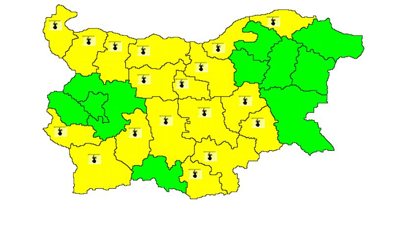 Из-за жары в 18 областях Болгарии объявлен «желтый» уровень опасности