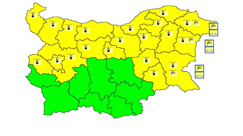 Из-за низкой температуры в 20 областях Болгарии объявлен «желтый» уровень опасности