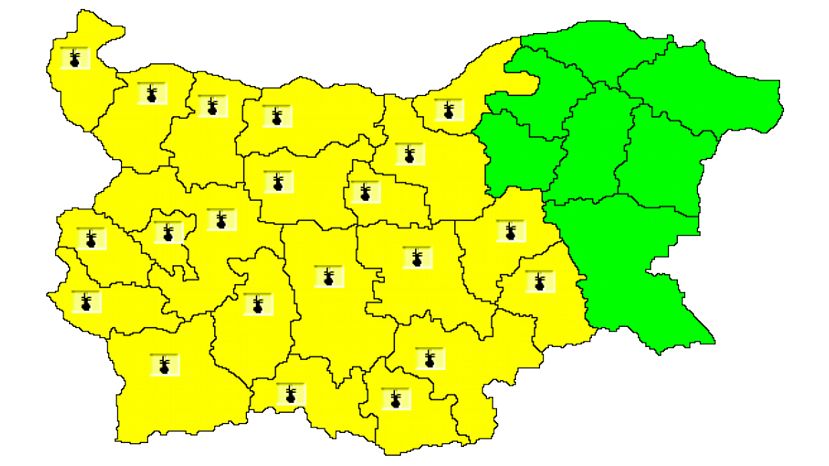 Из-за опасно высокой температуры в 21 области Болгарии объявлен „желтый“ уровень опасности