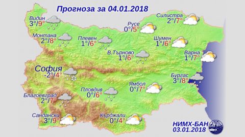Прогноз погоды в Болгарии на 4 января