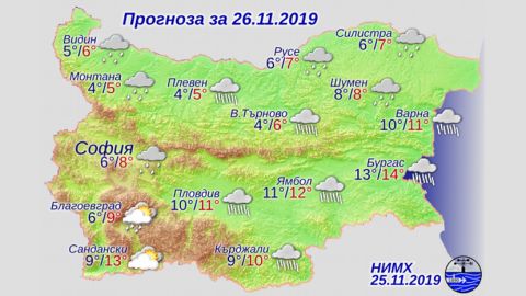 Прогноз погоды в Болгарии на 26 ноября
