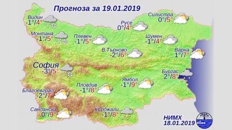 Прогноз погоды в Болгарии на 19 января