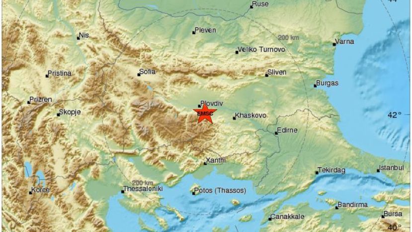 На территории Болгарии зарегистрировано землетрясение магнитудой 4.8