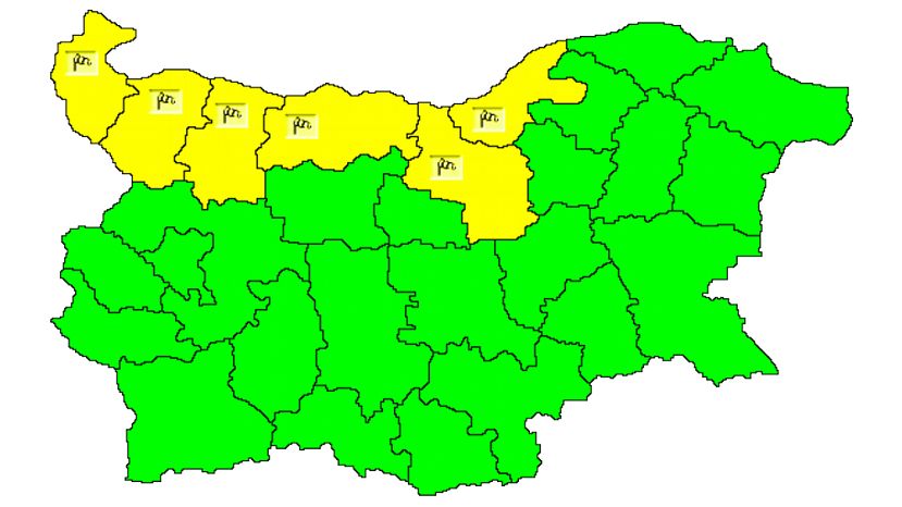 Из-за сильного ветра в 6 областях Болгарии объявлен «желтый» уровень опасности