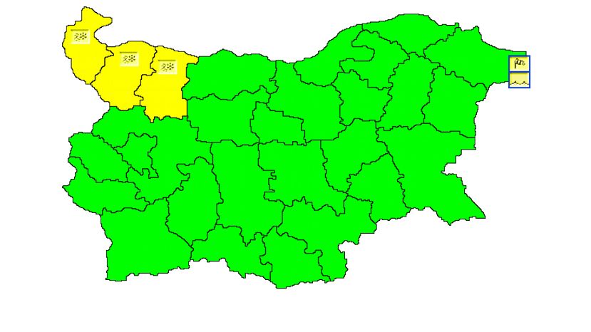 Из-за снегопада в 3 областях Болгарии объявлен «желтый» уровень опасности