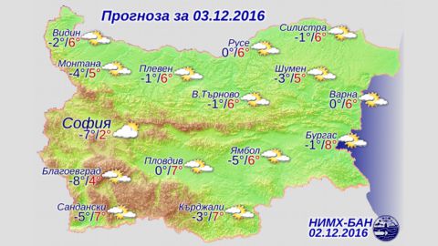 Прогноз погоды в Болгарии на 3 декабря