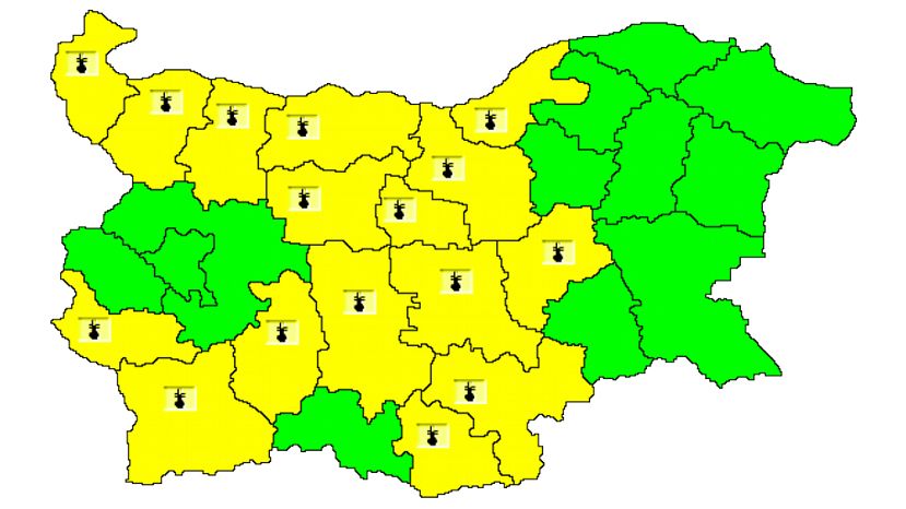 Из-за высокой температуры в 16 областях Болгарии объявлен „желтый“ уровень опасности