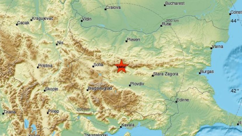 Вчера в Болгарии зарегистрировано землетрясение силой 4.2 балла