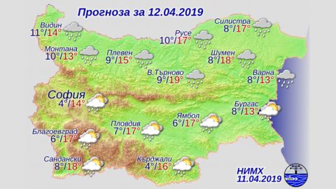 Прогноз погоды в Болгарии на 12 апреля