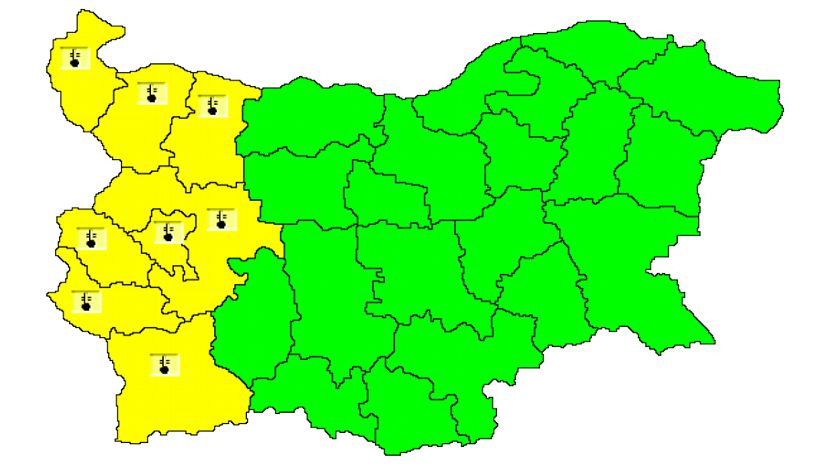 Из-за низкой температуры в 8 областях Западной Болгарии объявлен „желтый“ уровень опасности