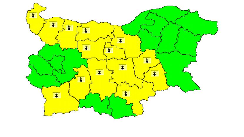 Из-за жары в 14 областях Болгарии объявлен «желтый» уровень опасности