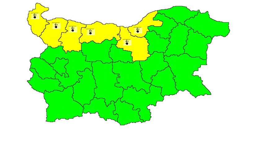 В 6 области на страната е обявен жълт код за ниски температури