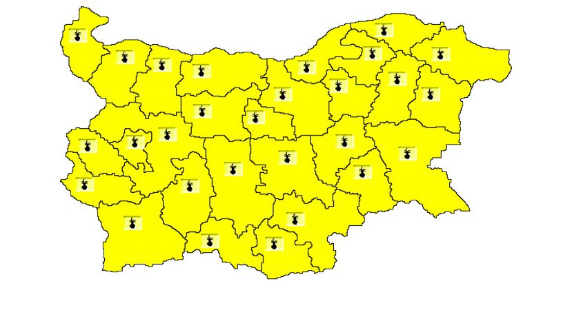 НИМХ: Жълт код за опасни горещини е обявен в цялата страна