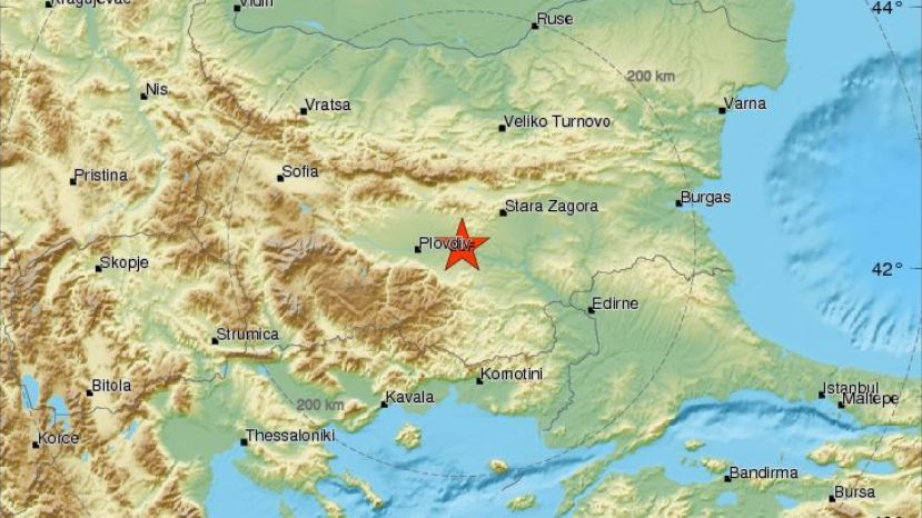 Ночью в Болгарии зарегистрировано слабое землетрясение
