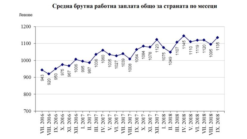 За год средняя зарплата в Болгарии выросла на 8%