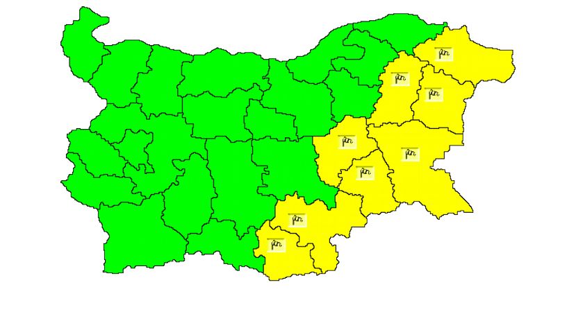 Из-за сильного ветра в 8 областях Болгарии объявлен «желтый» уровень опасности
