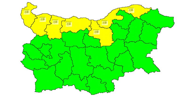 В 7 области на страната е обявен жълт код за поледици
