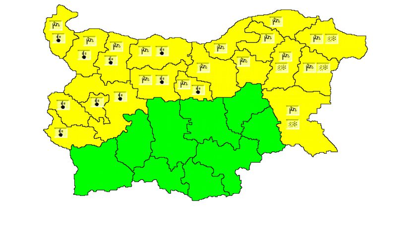 В 19 областях Болгарии объявлен „желтый” уровень опасности