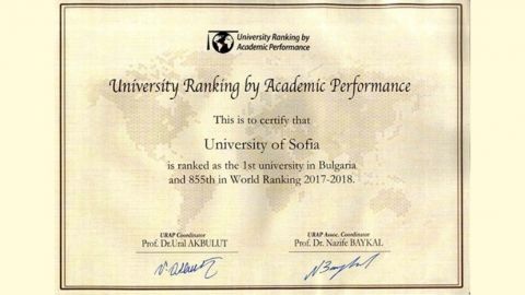 Софийский университет занял 855-е место в рейтинге URAP
