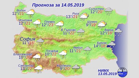Прогноз погоды в Болгарии на 14 мая