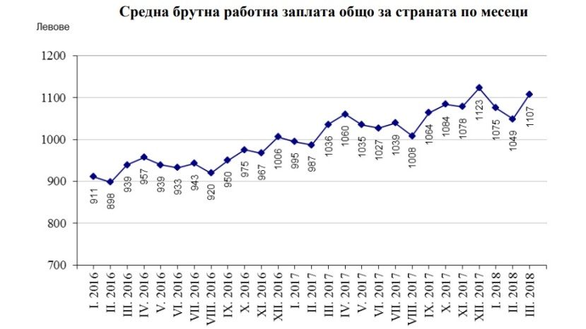 За год средняя зарплата в Болгарии выросла на 7%