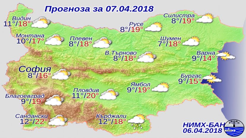Прогноза за България за 7 април