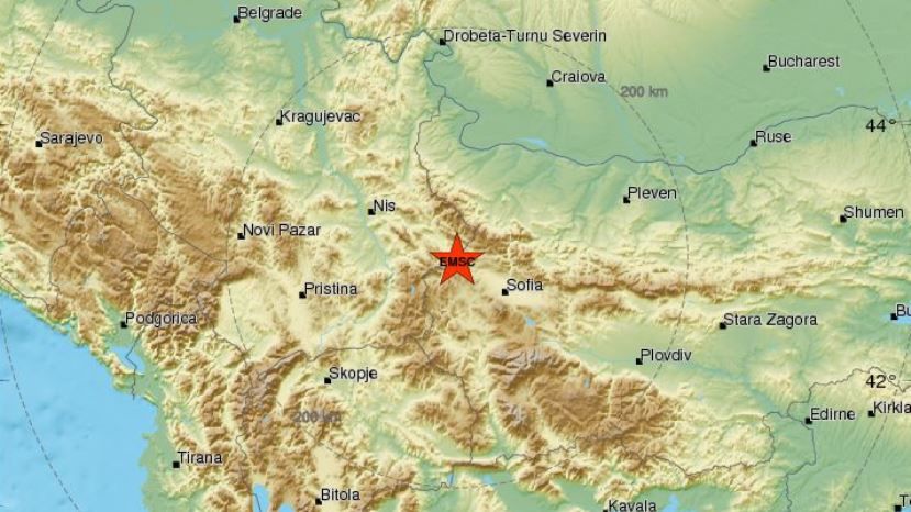 В 50 км от Софии зарегистрировано землетрясение