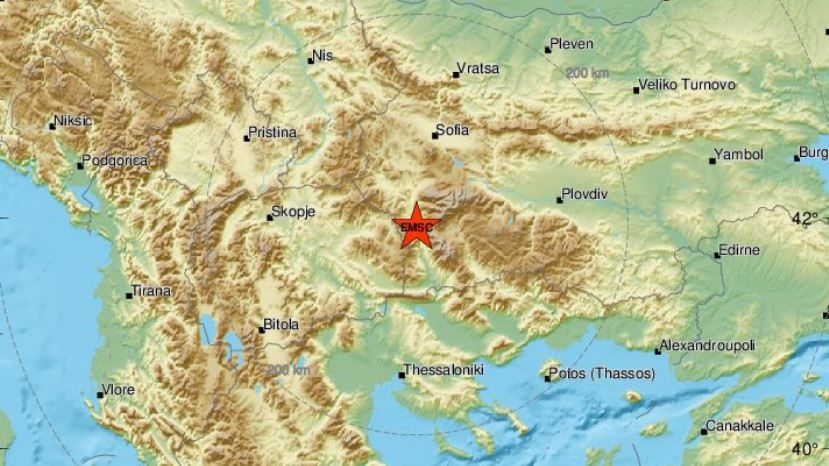 Вблизи Благоевграда зарегистрировано землетрясение