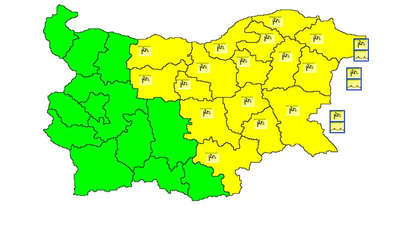 Из-за сильного ветра в 16 областях Болгарии объявлен «желтый» уровень опасности