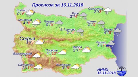 Прогноз погоды в Болгарии на 16 ноября